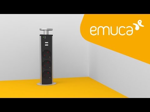 Bloc prises escamotable Vertikal - 3 prises + 3 ports USB A et C EMUCA