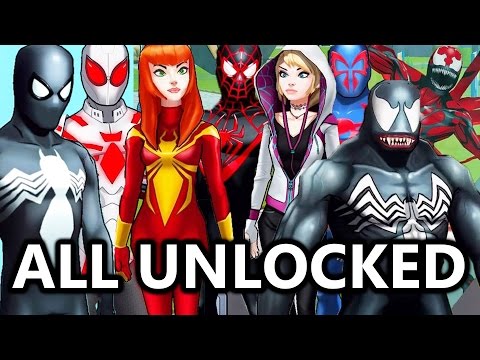All Spider-Man Suits/Characters Unlocked! | Marvel: Avengers Academy