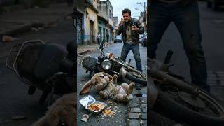 El pobre conejo no tenía dinero y tuvo que trabajar para pagar la motocicleta!