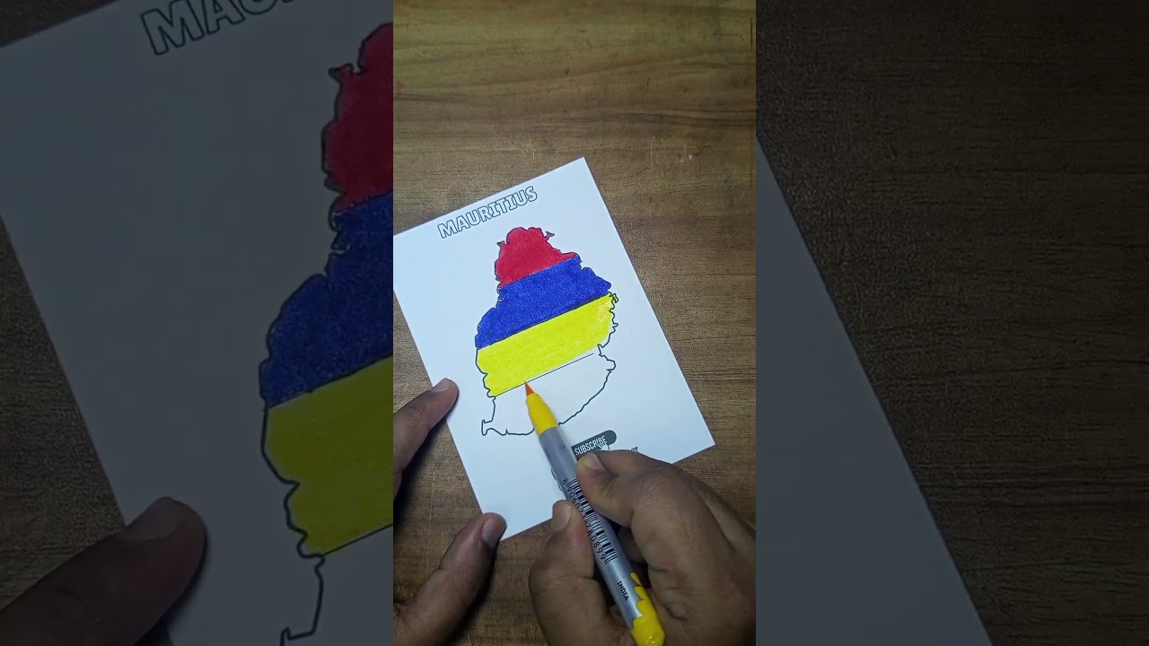 Drawing the Mauritian Flag inside the Mauritius Map | Flag & Flag #flagart