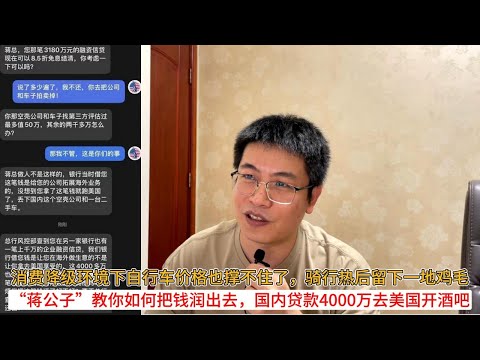 消费降级环境下自行车价格也撑不住了，骑行热后留下一地鸡毛；“蒋公子”教你如何把钱润出去，国内贷款4000万去美国开酒吧