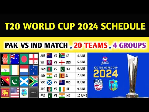 ICC T20 World Cup 2024 Full Schedule | India Vs Pakistan Match | 20 Teams | 4 Groups | T20 WC 2024