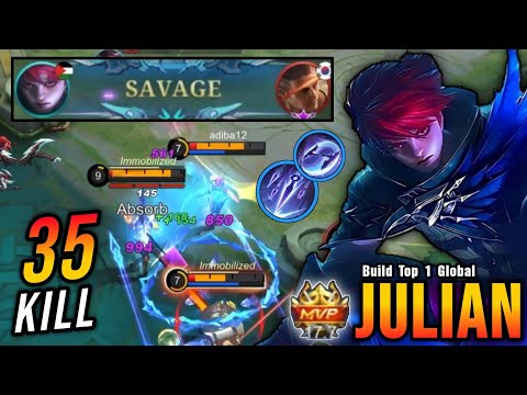 35 Kills + SAVAGE!! Julian Delete All Enemies!! - Build Top 1 Global Julian ~ MLBB