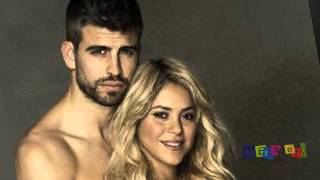 Shakira shows off her baby bump wearing just a bikini top... alongside shirtless beau Gerard Piqué