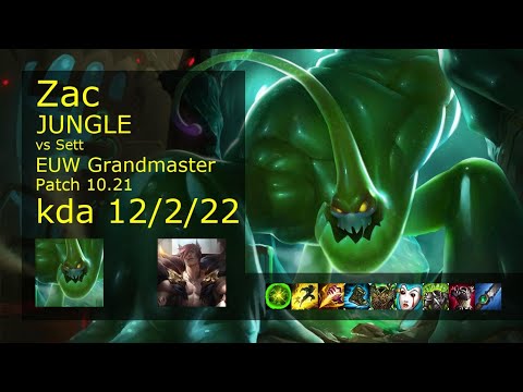Zac vs Sett Jungle - EUW Grandmaster 12/2/22 Patch 10.21 Gameplay