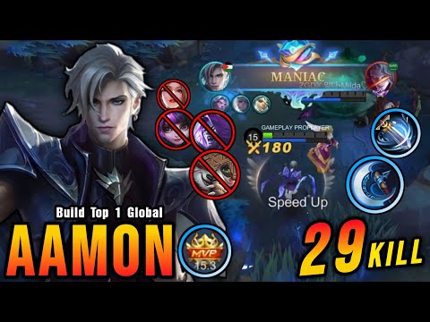 29 Kills + MANIAC!! One Shot Build Aamon Crazy Critical Damage!! - Build Top 1 Global Aamon ~ MLBB