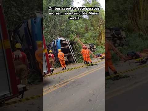 Ônibus capota e sete pessoas morrem no interior de Minas Gerais