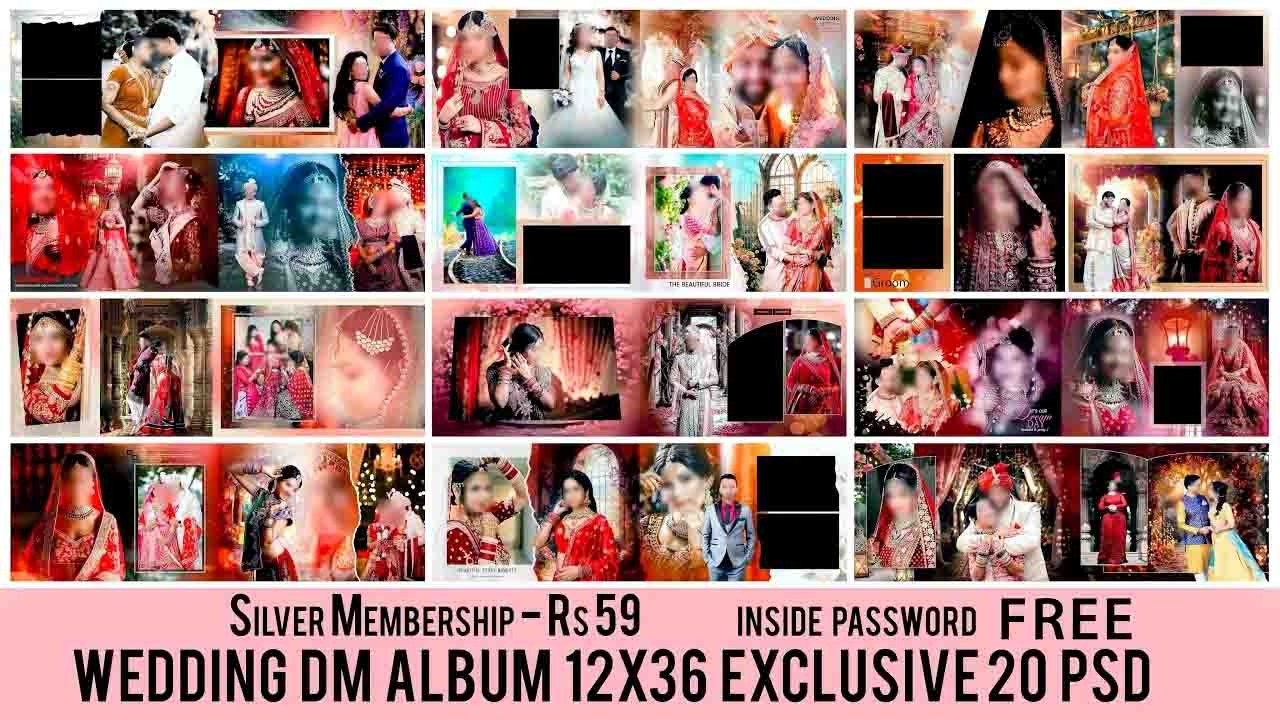 20 Free Wedding DM Album PSD 2026 |12x36 DM design free wedding album PSD file download 2025 free