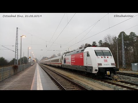 Ostseebad Binz mit 101 063 (Bauhaus), ICE-T, Stadler FLIRT, Dampfloks der Rügenschen Bäderbahn