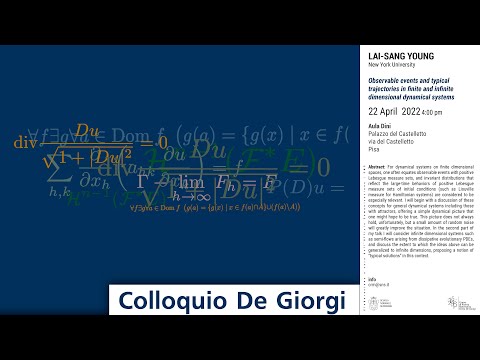 Colloquio De Giorgi - Lai-Sang Young - Observable events and typical trajectories... - 2 aprile 2022