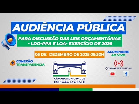 AUDIÊNCIA PÚBLICA PARA DISCUSSÃO DAS LEIS ORÇAMENTÁRIAS - LDO-PPA E LOA- EXERCÍCIO DE 2026