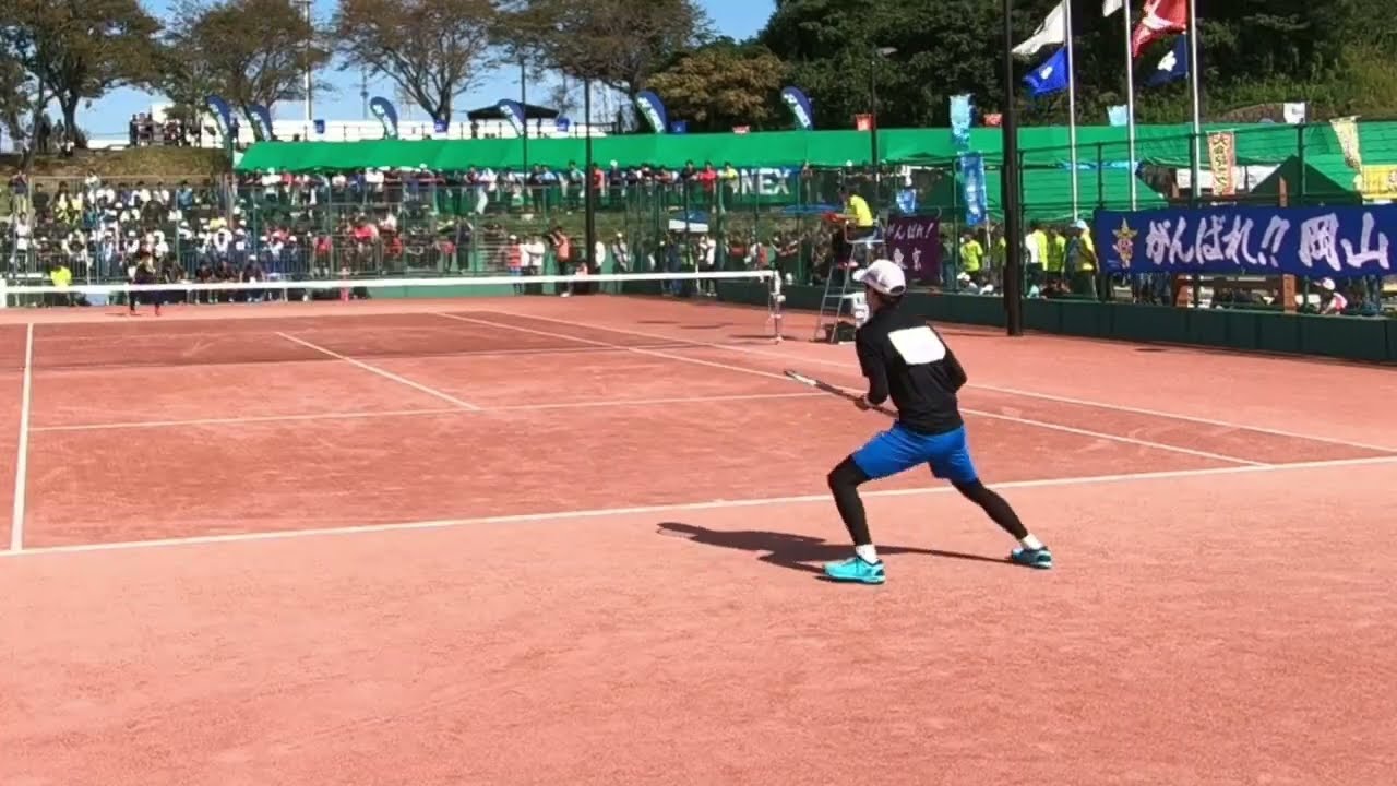 【ソフトテニス】上松俊貴選手の基本に忠実なフットワーク（最後のボレーよりも脚に注目）