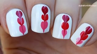 NEEDLE NAIL ART #17 - Valentine's Day Drag Marble Heart Nails Design