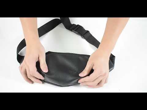 Soft Fanny Pack Waterproof Leather Bum Bag Black Waist Bag with Adjustable Belt for Hiking Running