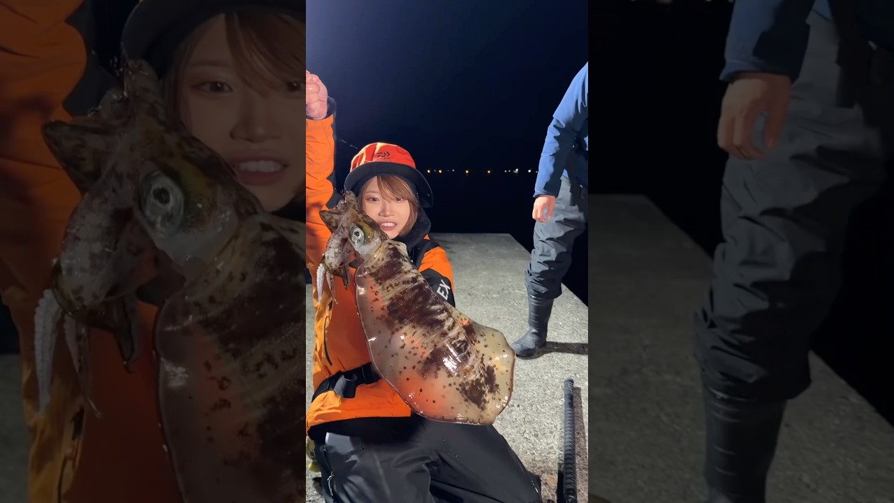 旦那が釣ったアジぶっ込んだらモンスターきた #釣り #fishing