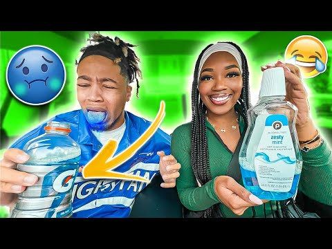 REPLACING MY BOYFRIENDS DRINK WITH MOUTHWASH PRANK *HILARIOUS*