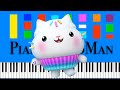 Cakey Cat Sprinkle Party GABBY S DOLLHOUSE Slow EASY Medium 4K Piano Tutorial
