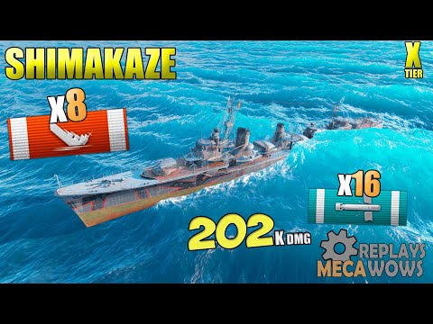 Destroyer Shimakaze 8 Kills 202K Damage | World of Warships