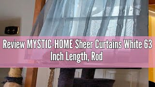 Review MYSTIC-HOME Sheer Curtains White 63 Inch Length, Rod Pocket Voile Drapes for Living Room, Bed