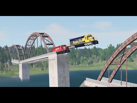 High Speed Train Jumping From Bridge | BeamNG Drive Train | Train Vs Bridge