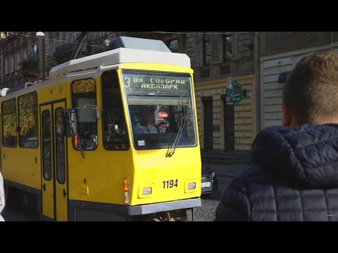 Ukraine, Lviv, tram 3 ride from Площа Франка (31) to Площа Лема (467)