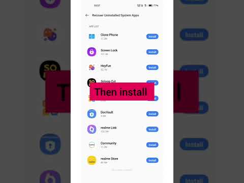 Recover system uninstall apps in realme devices
