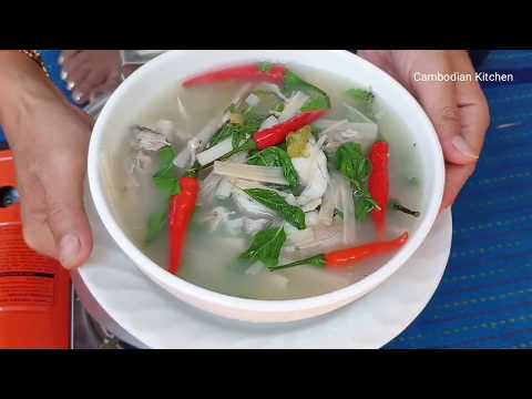 Yummy Banana Tress With Fish - Sweet And Sour Fish Soup - Cambodian Kitchen Video