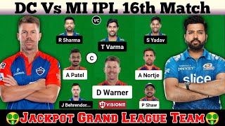 DC vs MI Dream11 Prediction, Delhi Capitals vs Mumbai Indians 16th IPL Match, DC vs MI Dream11 Team