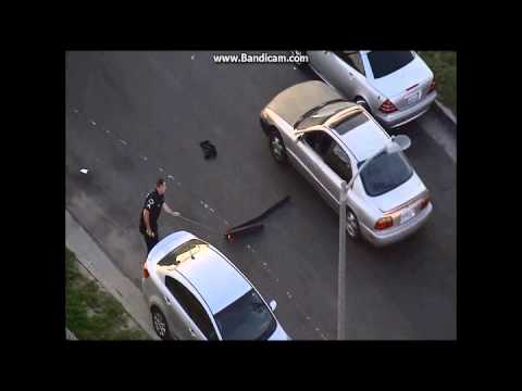 04/05/2016 Compton, CA Police Chase LAPD 2016 - Black GTA Suspect - The Hood Confronts Cops