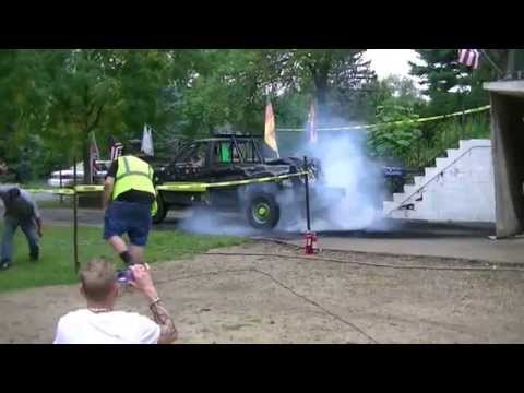 Raschke Family 5th Annual Burnout Contest & Car Show Demo Derby Truck