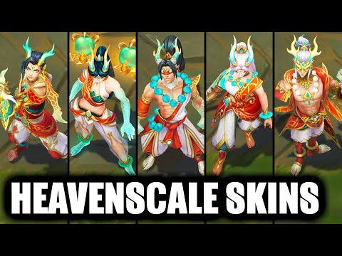 All New Heavenscale Skins Spotlight Lee Sin Kai'Sa Diana Ezreal Master Yi Janna Smolder (LoL)