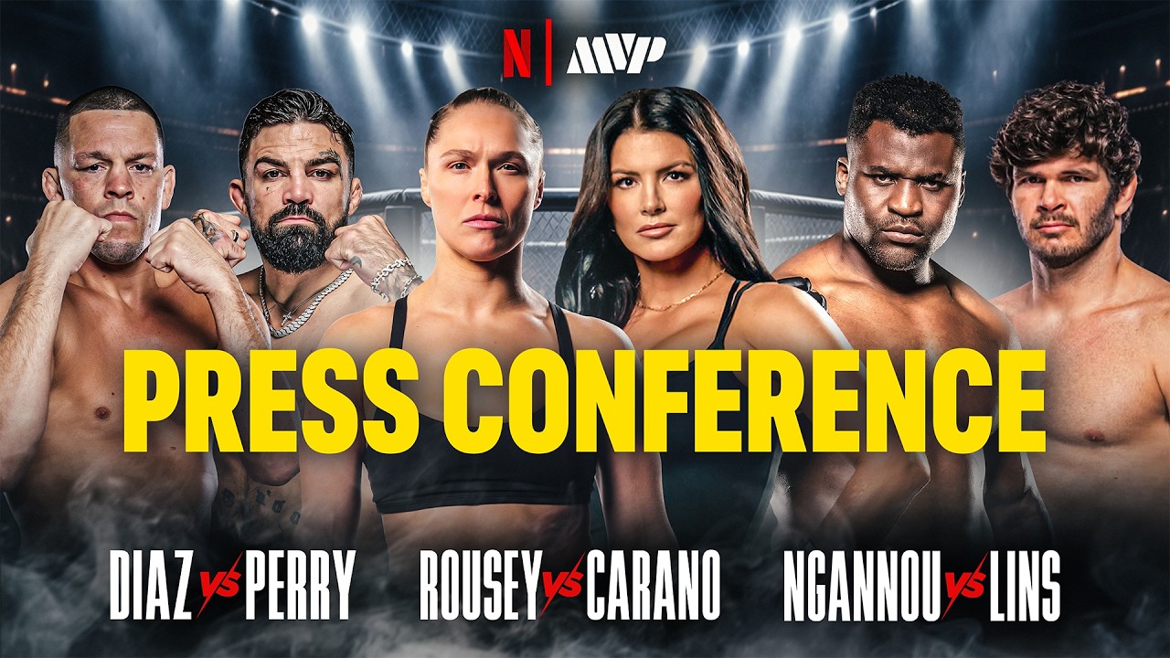 Rousey vs. Carano | Diaz vs. Perry | Ngannou vs. Lins | NYC PRESS CONFERENCE | Netflix