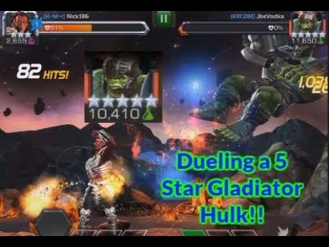 Dueling a 5 star Gladiator Hulk( Ragnarok)( With 3 Stars) | Marvel Contest Of Champions