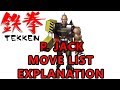 Tekken 1 P Jack Move List Explanation Quick Video Showcase
