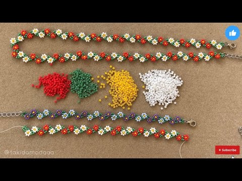 Papatya Kolye ve Papatya Bileklik Yapılışı / How to Make a Daisy Necklace and Daisy Bracelet 🌸