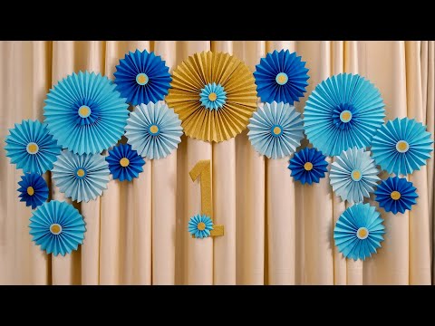 Paper Fan | Paper Fan backdrop | Easy first birthday party decoration | Paper Crafts Planet
