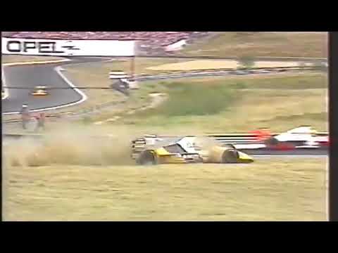 1990 F1 Hungarian GP - Jean Alesi (Ferrari) & Pierluigi Martini (Minardi) colision