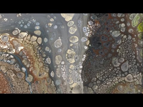 Earth tone tiles - acrylic paint pour #6