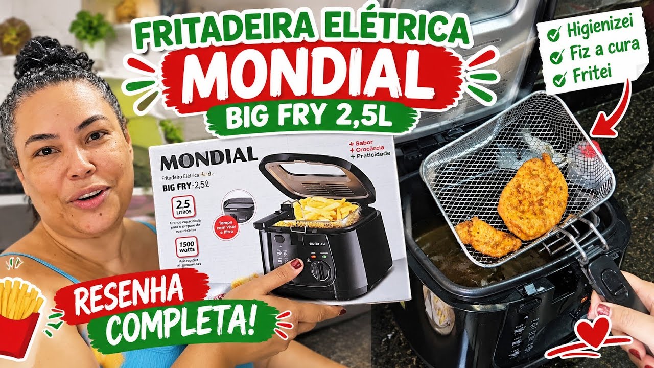 Miniatura da avaliação em vídeo de Fritadeira Elétrica MONDIAL Big Fry 2,5L 1500W 220V Preto