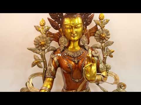 61" Superfine Large Tibetan Buddhist Goddess Green Tara In Brass | Handmade