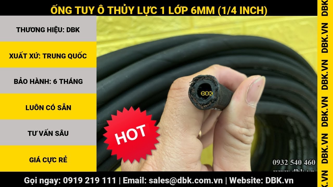 Video Ống tuy ô thủy lực 1 lớp 6mm (1/4 inch) - Ống tuy ô thủy lực 1 lớp 6mm (1/4 inch)