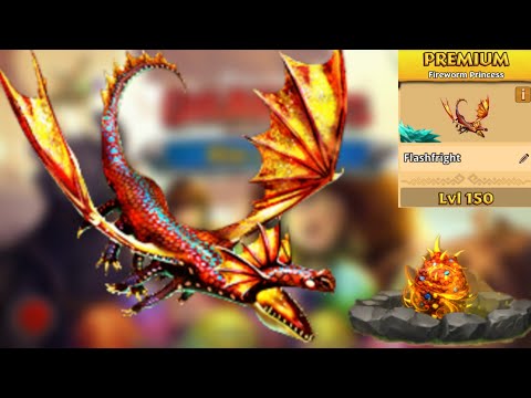 Flashfright Max Level 150 Titan Mode - Premium Fireworm Princess - Dragons:Rise of Berk