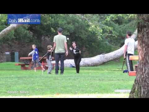 Children of Angelina Jolie and Brad Pitt, playing with James Haven in the park
