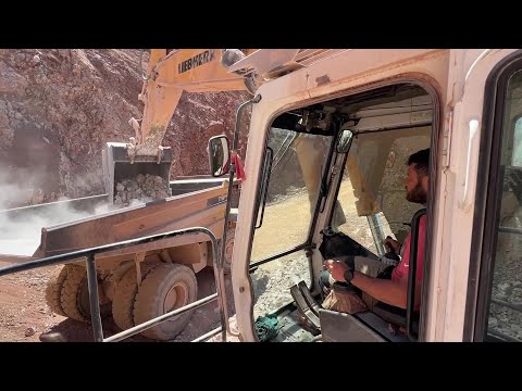 Liebherr 974 Excavator Loading Caterpillar 775 Dumper - Sotiriadis/Labrianidis Quarry Works