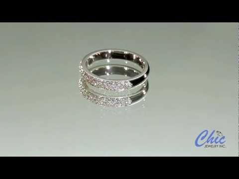 Delicate wedding band with pave set round cz stones in solid 14k white gold- item #7827B