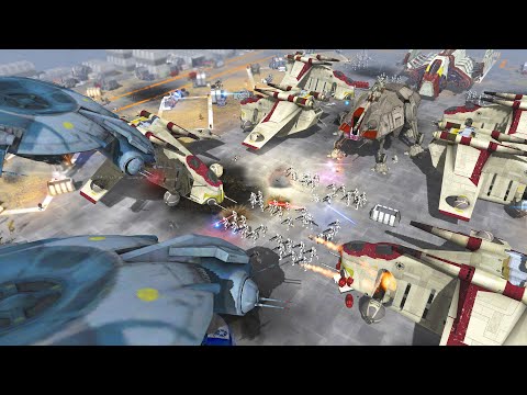 Brutal BOMBING RUN of Republic AIRBASE! - Men of War: Star Wars Mod Battle Simulator
