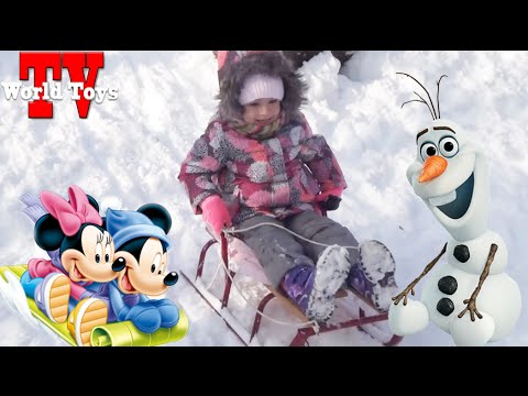 Детские санки. Арина катается на санках и кидается снежками | VLOG | Children sledges
