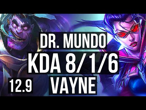 MUNDO vs VAYNE (TOP) | 8/1/6, Rank 9 Mundo, Legendary, 300+ games | KR Grandmaster | 12.9