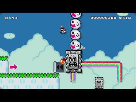 King Thwomp's Sky by leon SMM2 - Super Mario Maker 2 - No Commentary 1bx
