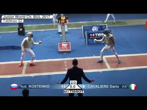 FE M S Individual Juniors Plovdiv BUL World Championships 2017 T32 02 red KOSTENKO RUS vs CAVALIERE